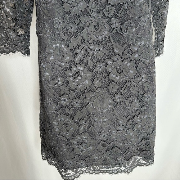 Cynthia Steffe Grau lace midi dress shift size 0 - Picture 6 of 7